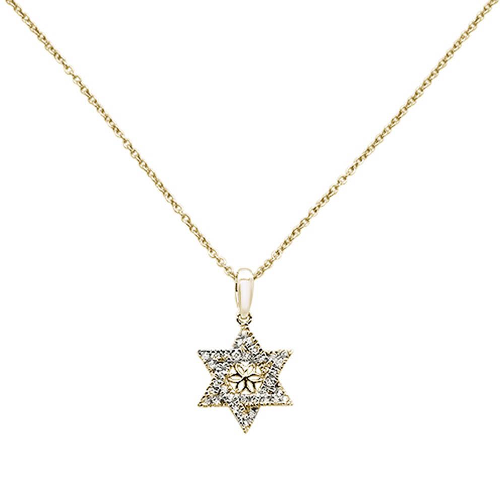 ''.16ct 14k Yellow Gold Jewish Star of David Diamond Pendant NECKLACE 18''''''