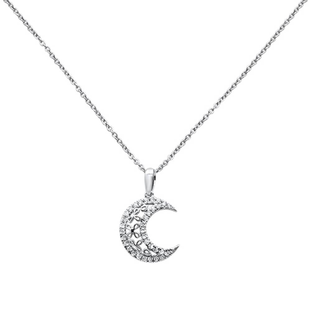 ''.17ct 14k White Gold Diamond Celestial PENDANT Necklace 18'''' Long''