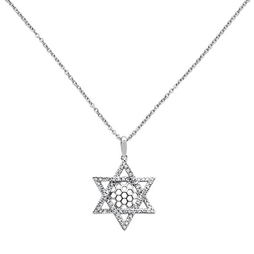 ''.28ct 14k White Gold DIAMOND Jewish Star of David Pendant Necklace 18'''' Long''