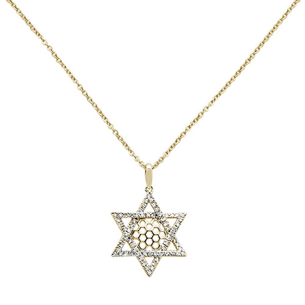 ''.29ct 14k Yellow Gold Diamond Jewish Star of David Pendant NECKLACE 18''''''