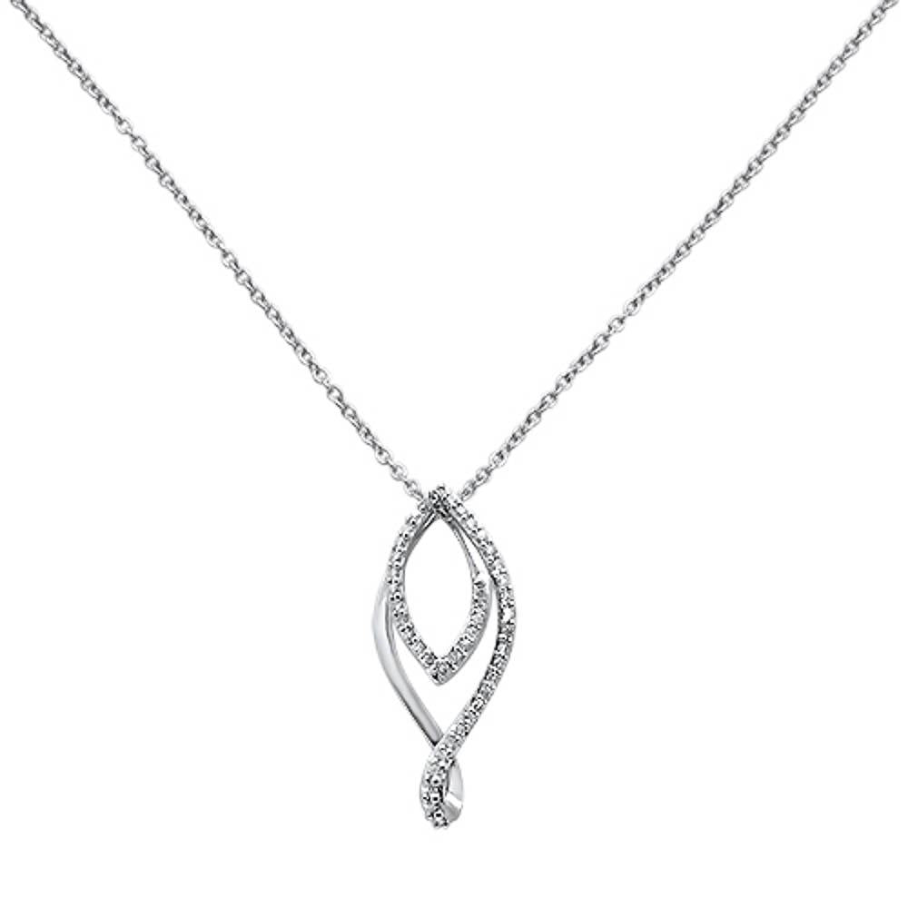 ''SPECIAL! .23ct 14k White GOLD Diamond Modern Swirl Pendant Necklace 18'''' Long''