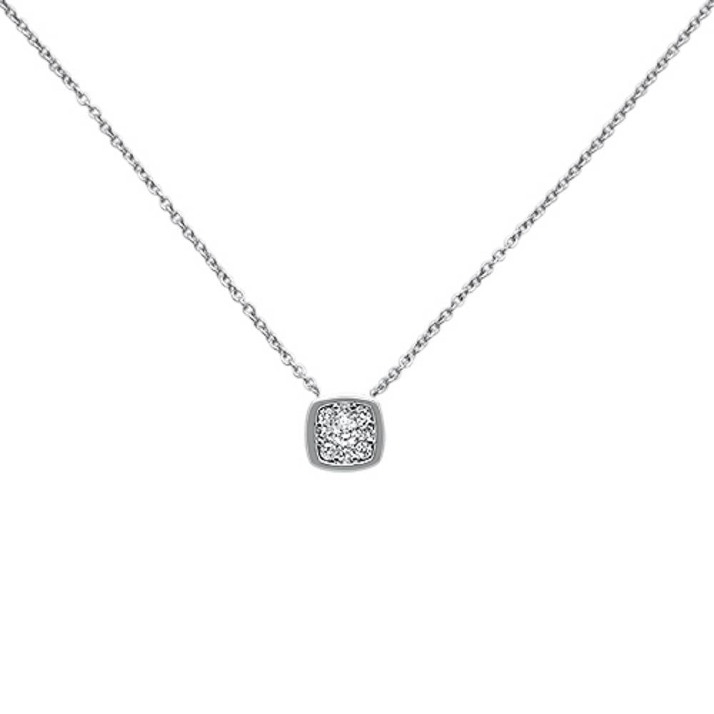 ''.16ct 14k White GOLD Diamond Square Pendant Necklace 18'''' Long''