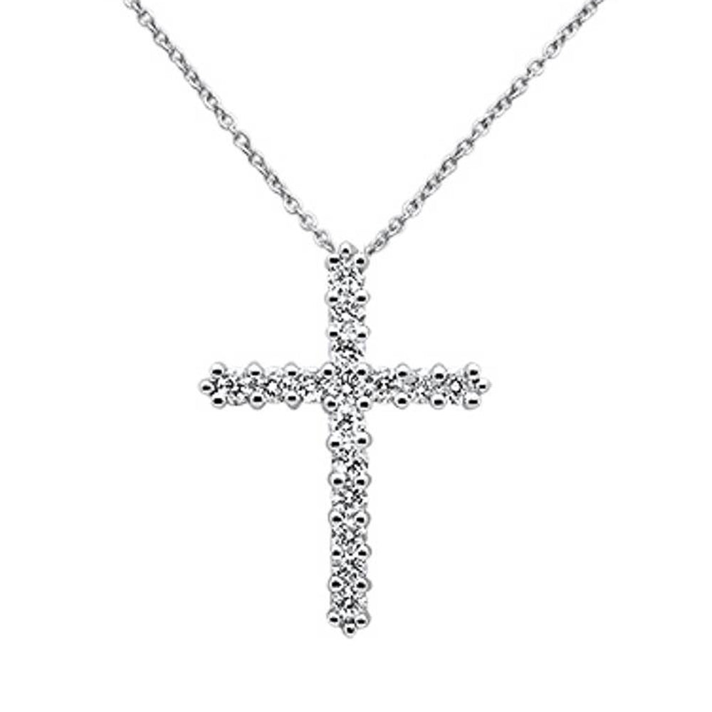 ''SPECIAL!1.05ct 14k White Gold DIAMOND Cross Pendant Necklace 18'''' Long''