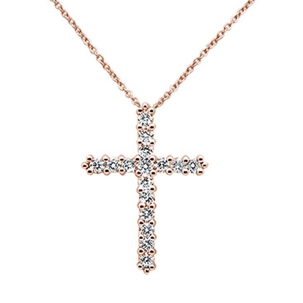 ''SPECIAL!.99cts 14k Rose Gold DIAMOND Cross Pendant Necklace 18'''' Long''