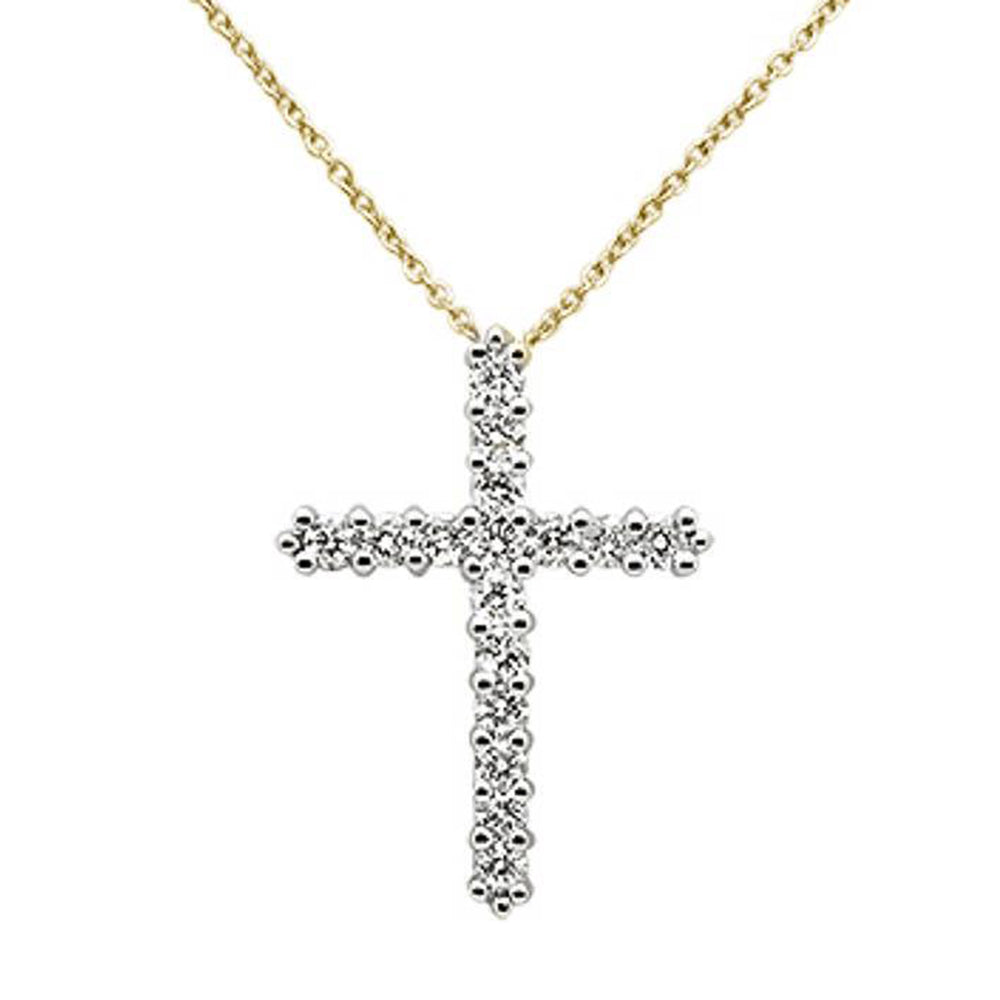 ''SPECIAL!1.00ct 14k Yellow GOLD Diamond Cross Pendant Necklace 18'''' Long''