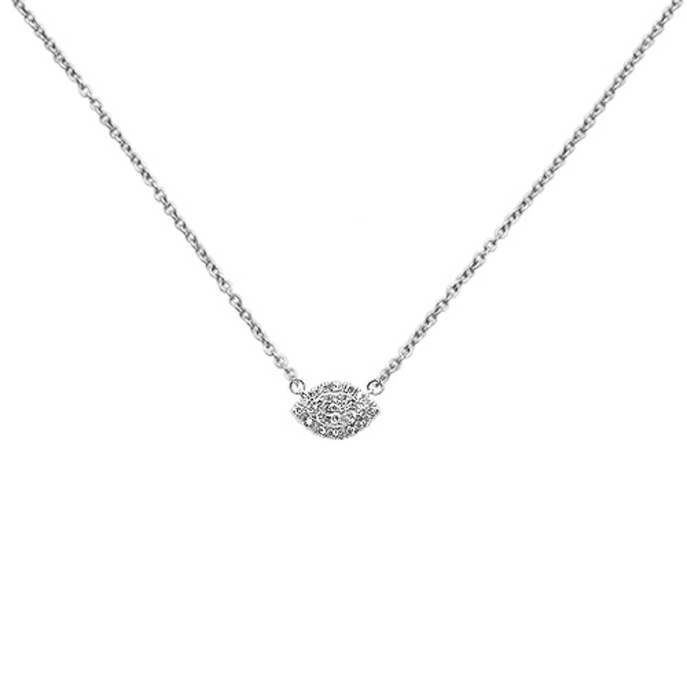 ''.27ct 14k White GOLD Diamond Evil Eye Chai Pendant Necklace 18'''' Long''