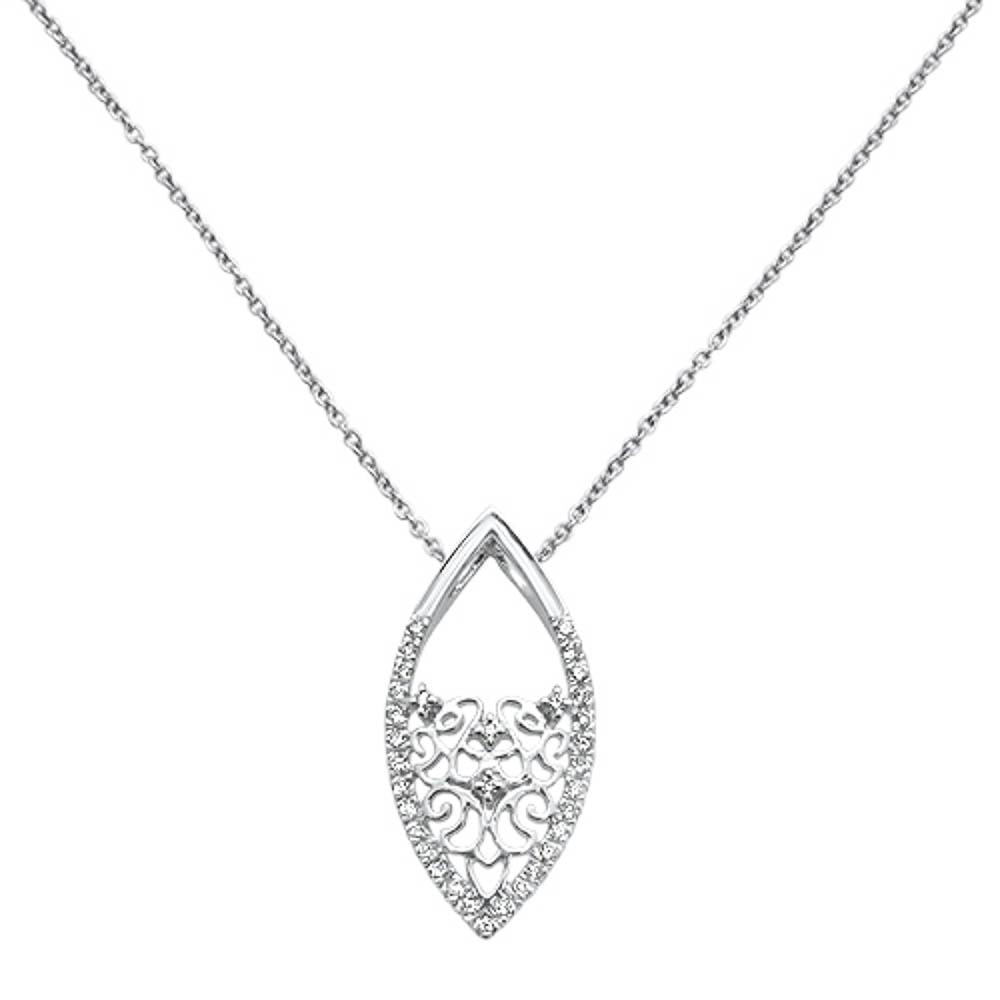 ''DIAMOND  CLOSEOUT!  .26ct 14k White Gold Diamond Modern Marquise Shape Pendant Necklace 18''''''