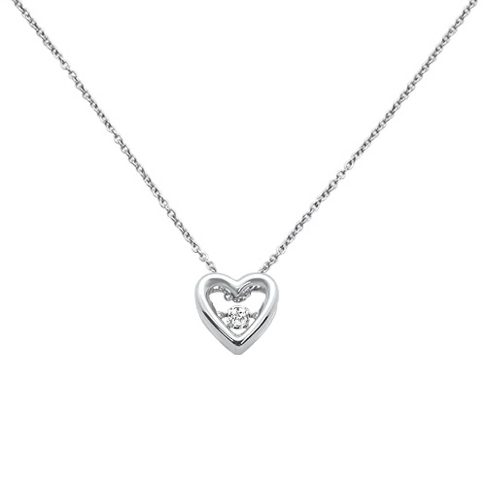 ''.05ct 14k White Gold Diamond Heart Pendant NECKLACE 18'''' Long''