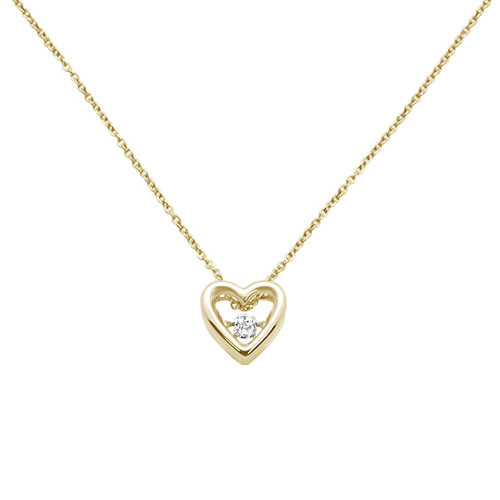 ''.05ct 14k Yellow Gold DIAMOND Heart Pendant Necklace 18'''' Long''