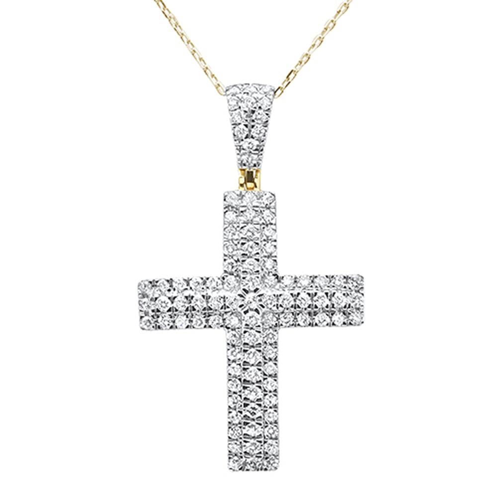 ''SPECIAL!.98ct 14k Yellow Gold Diamond Micro Pave Cross PENDANT Necklace 18''''''