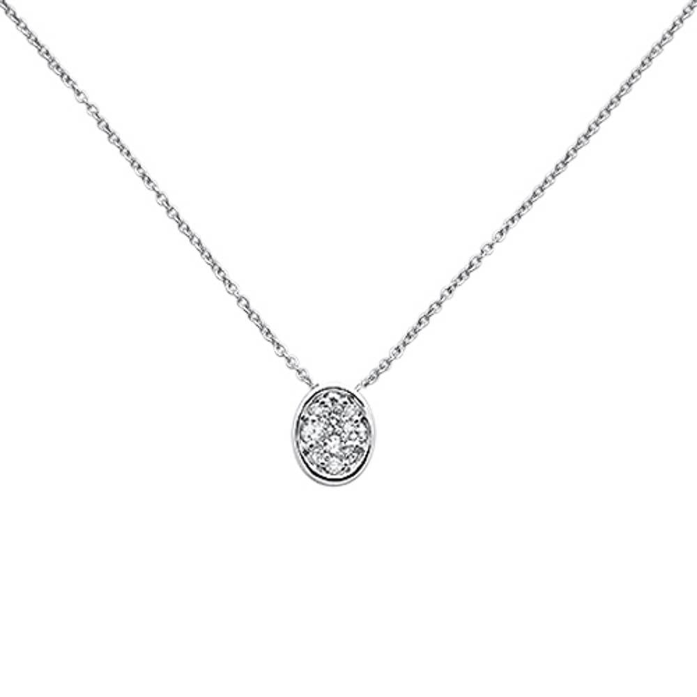 ''.16ct 14k White GOLD Oval Diamond Pendant Necklace 18'''' Long''