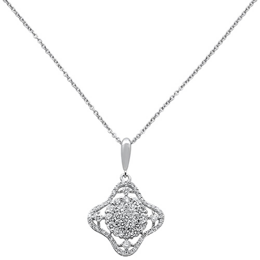 ''SPECIAL!.93ct 14k White Gold Filigree DIAMOND Pendant Necklace 18'''' Long''