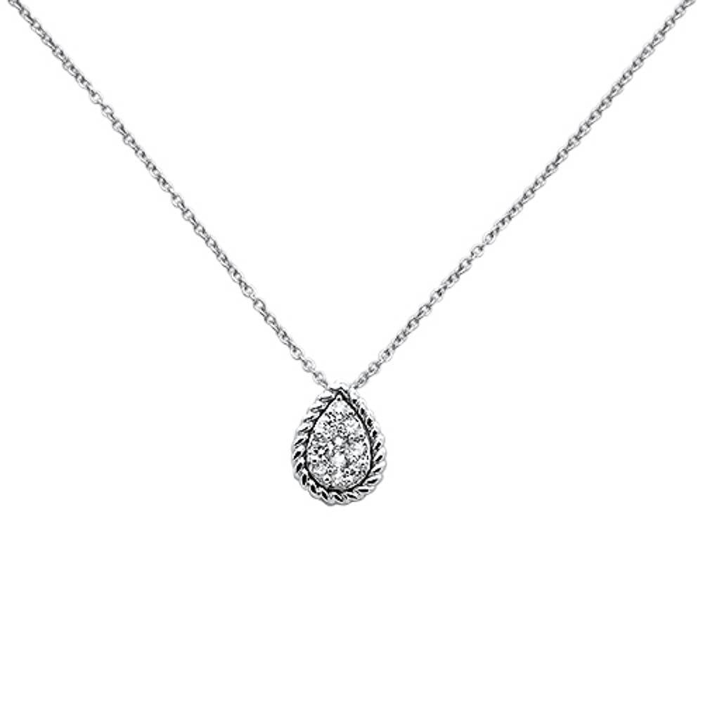 ''.15ct 14k White Gold Diamond Pear Solitaire PENDANT Necklace 18'''' Long''