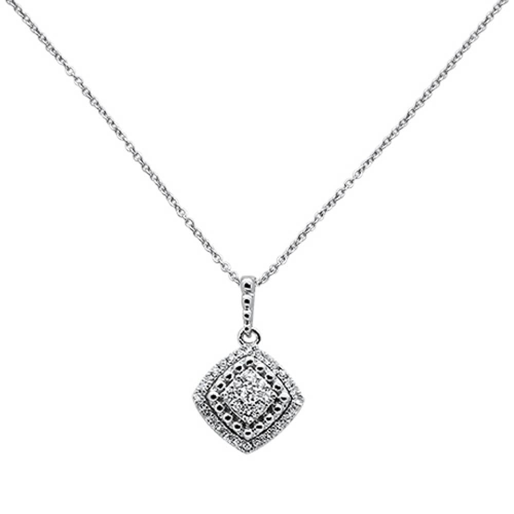 ''.25ct 14k White Gold Antique DIAMOND Pendant Necklace 18'''' Long''