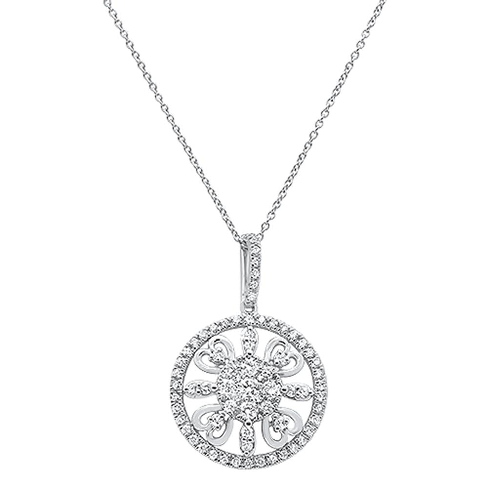 ''SPECIAL!.99ct 14k White Gold Antique Heart Filigree Diamond PENDANT Necklace 18'''' Long''