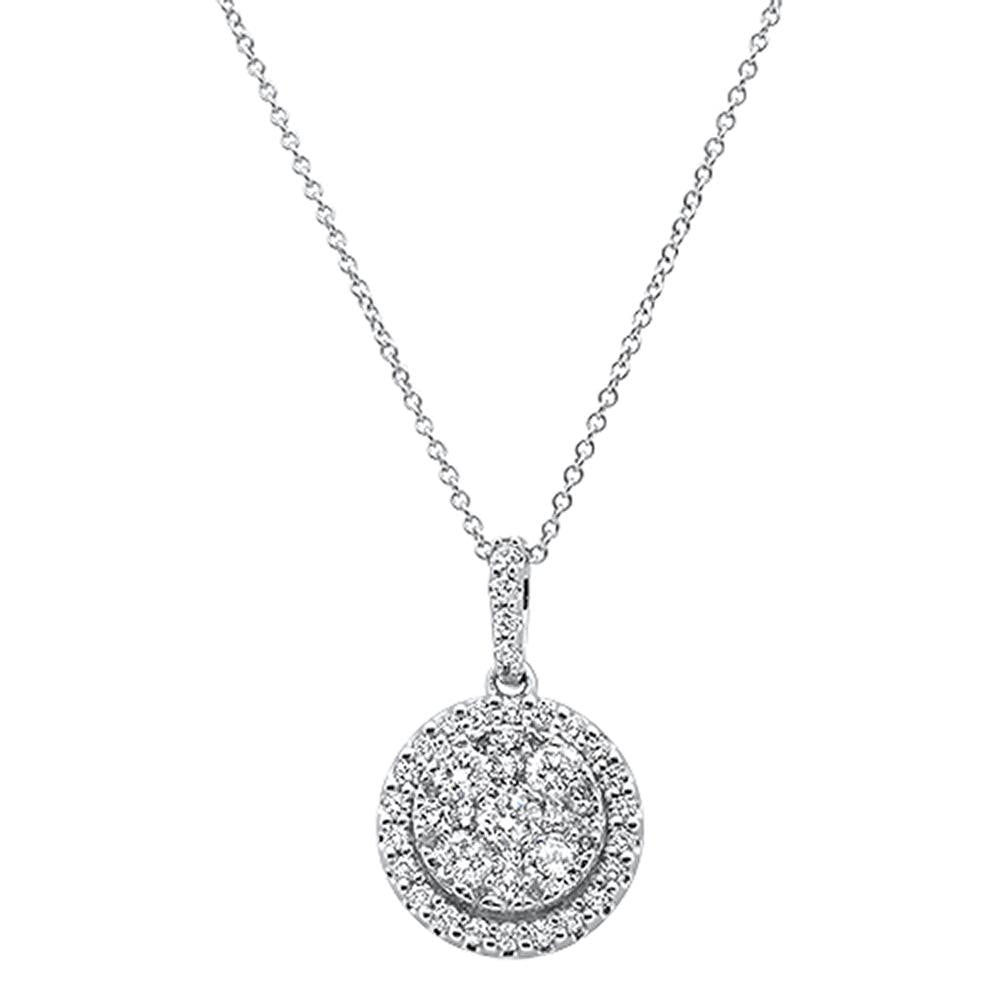''SPECIAL!.76ct 14k White GOLD Round Diamond Pendant Necklace 18'''' Long''