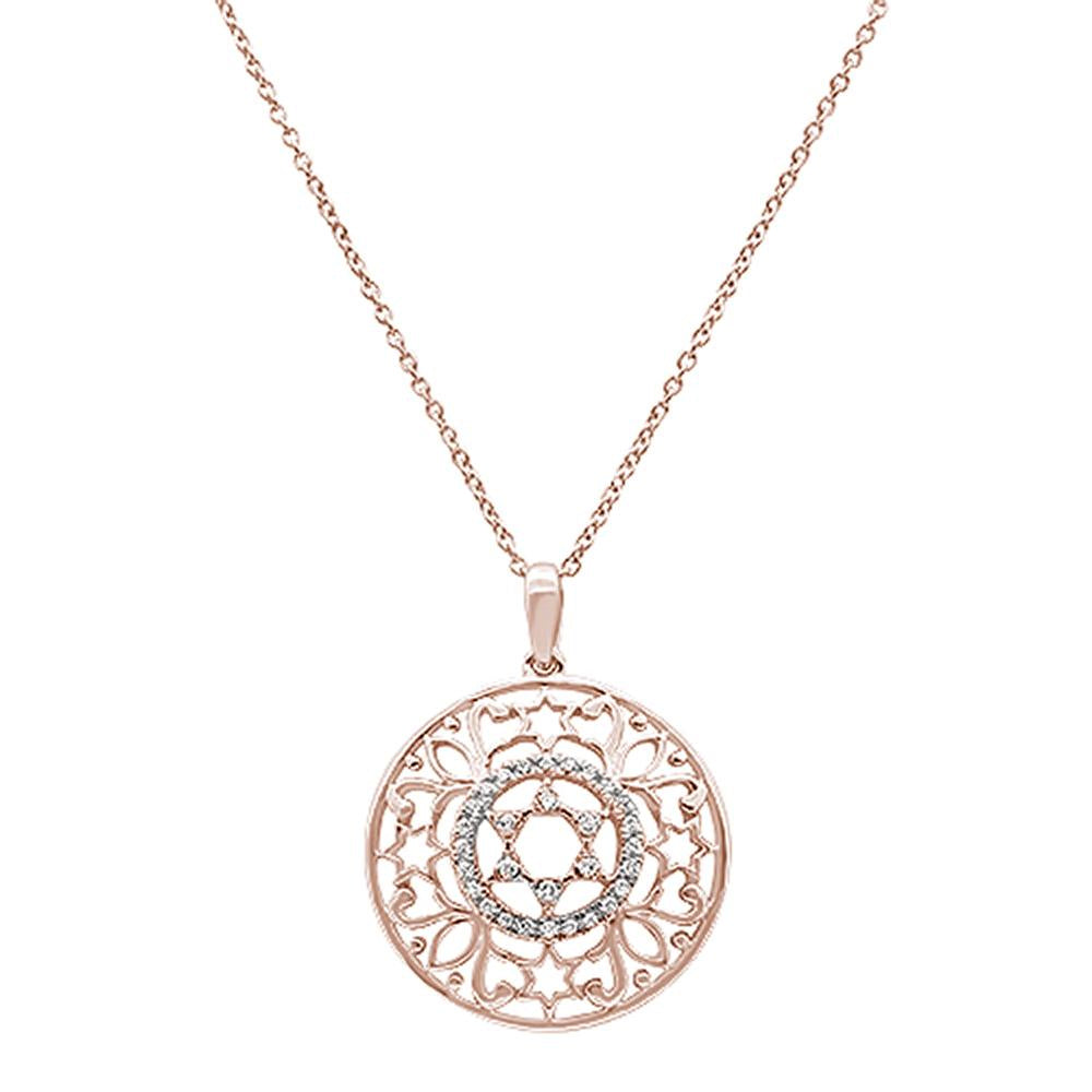 ''DIAMOND  CLOSEOUT!  .14ct G SI 14k Rose Gold DIAMOND Star of David Filigree Pendant Necklace 18''''Lo