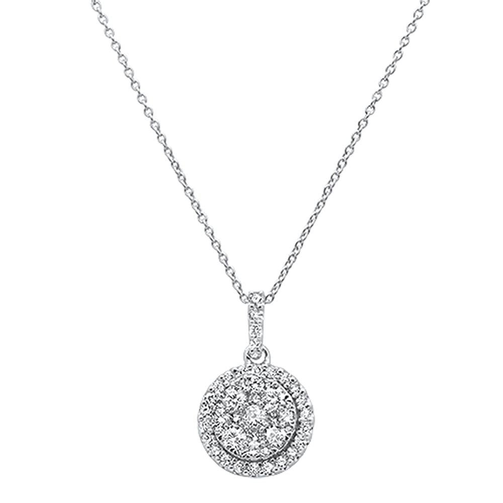 ''SPECIAL!.98ct 14k White Gold Round Halo DIAMOND Drop Pendant Necklace 18''''Long''