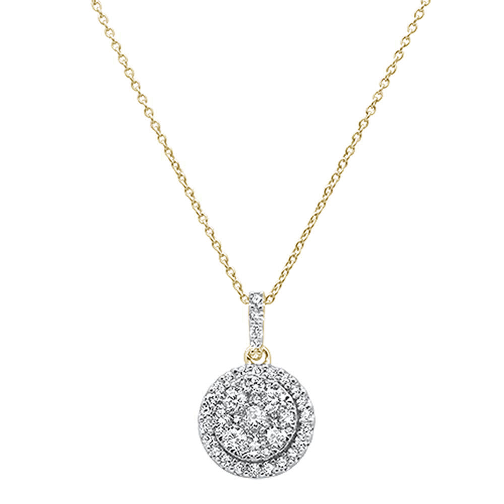 ''SPECIAL!1.01ct 14k Yellow GOLD Round Diamond Designer Halo Pendant Necklace 18''