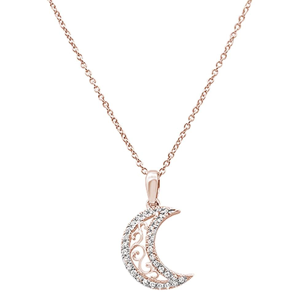 ''DIAMOND  CLOSEOUT!  .14ct G SI 14k Rose Gold Diamond Sun Moon Pendant NECKLACE 18'''' Long''