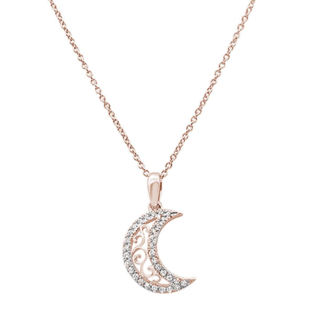 ''DIAMOND  CLOSEOUT!  .14ct G SI 14k Rose Gold Diamond Sun Moon Pendant Necklace 18'''' Long''