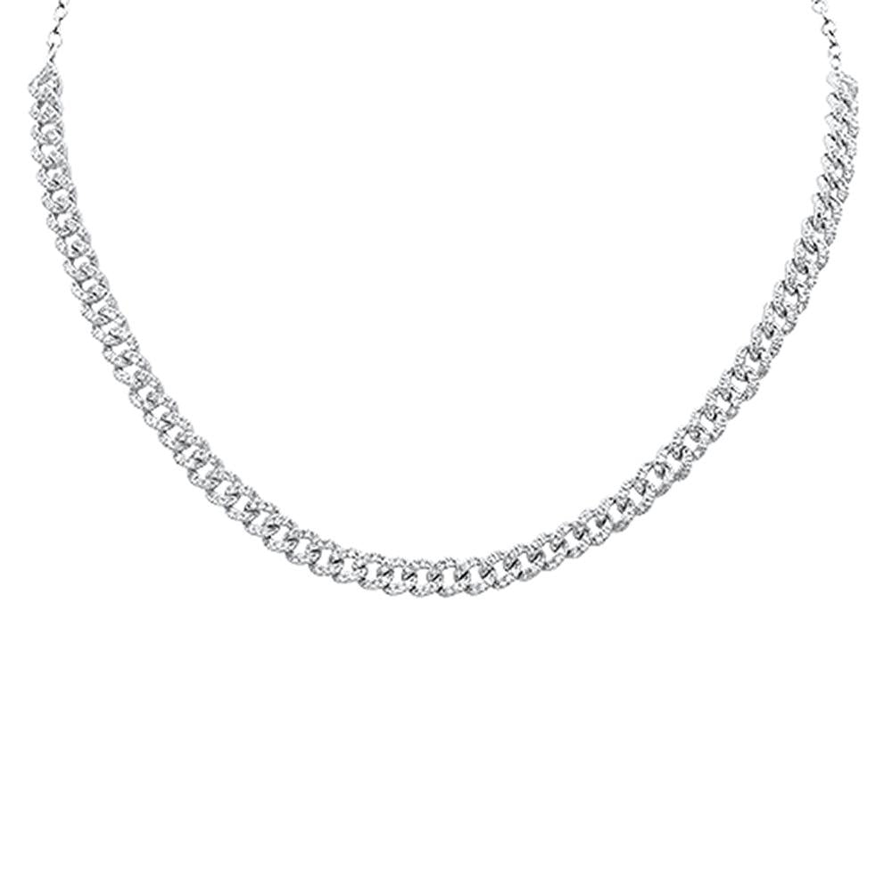 ''SPECIAL! 1.39ct 14k White GOLD Diamond Curb Link Statement Choker Necklace 14''''''