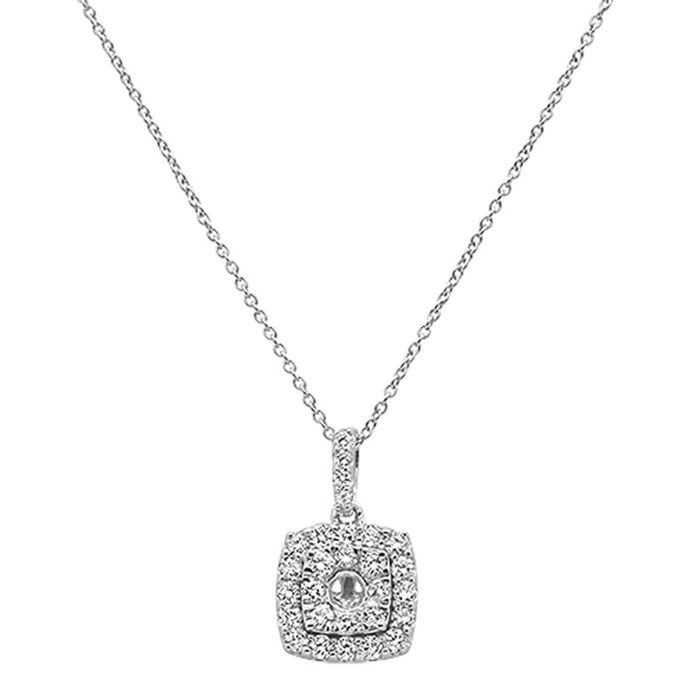 ''SPECIAL! .1.04ct 14k White Gold Square Diamond PENDANT Necklace 18''''Long''