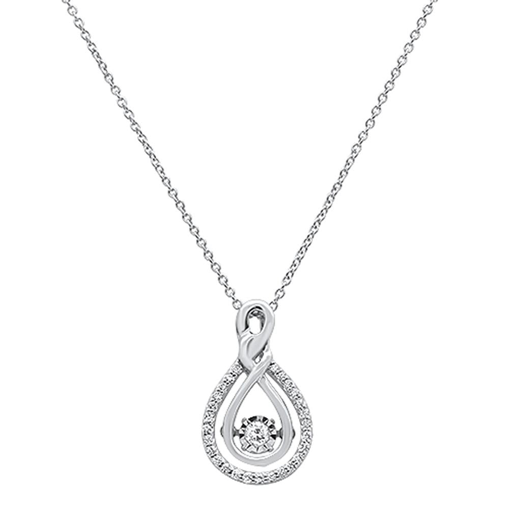 ''DIAMOND CLOSEOUT! .19ct 14k White Gold Infinity Dancing Diamond PENDANT Necklace 18''''Long''