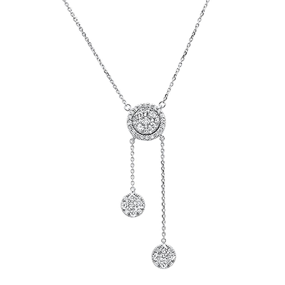 ''SPECIAL!.96ct 14k White GOLD Diamond Lariat Drop Pendant Necklace 18''''Long''