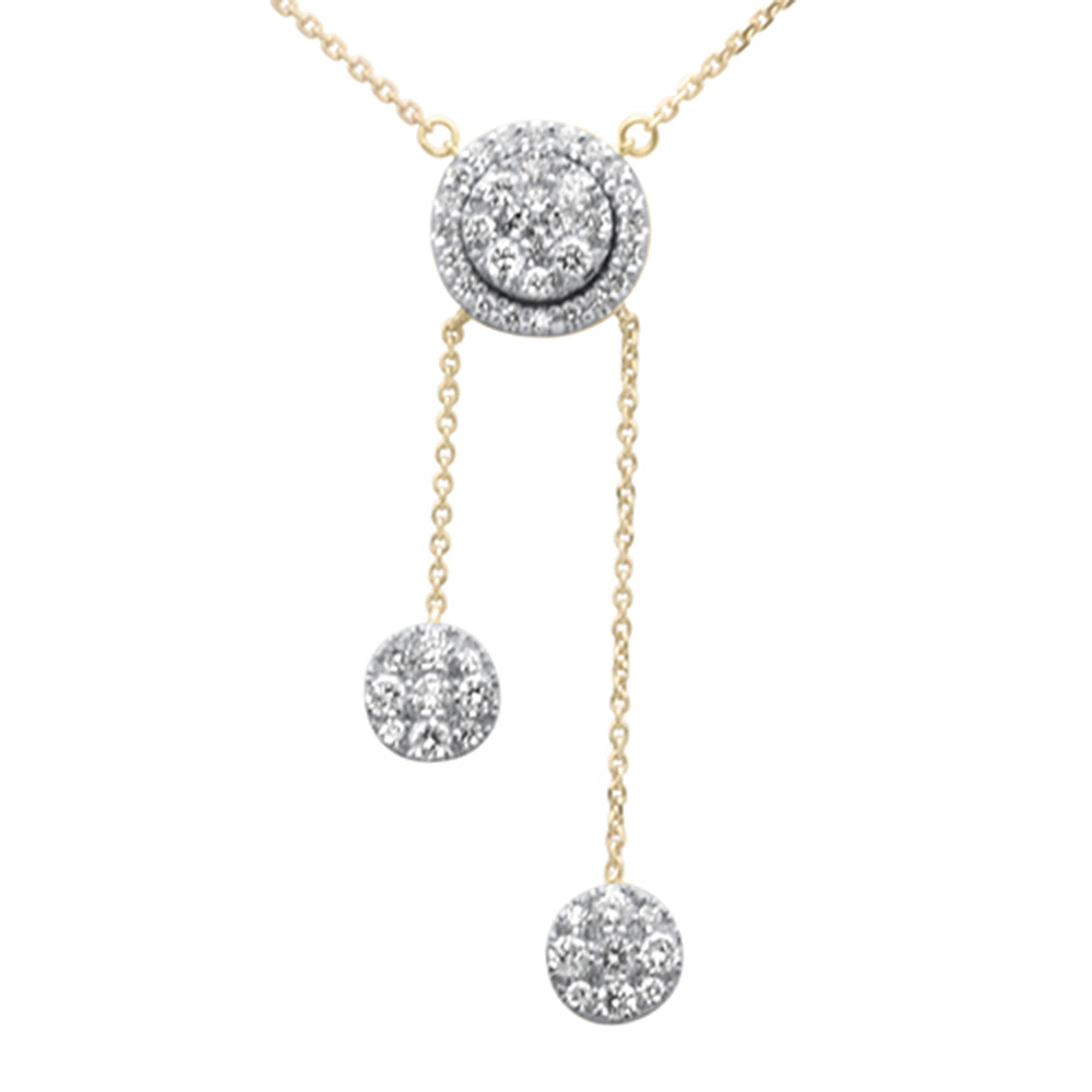''SPECIAL! 1.04ct G SI 14K Yellow GOLD Diamond Round Halo & Dangling Pendant Necklace 16'''' + 2'''' EXT''