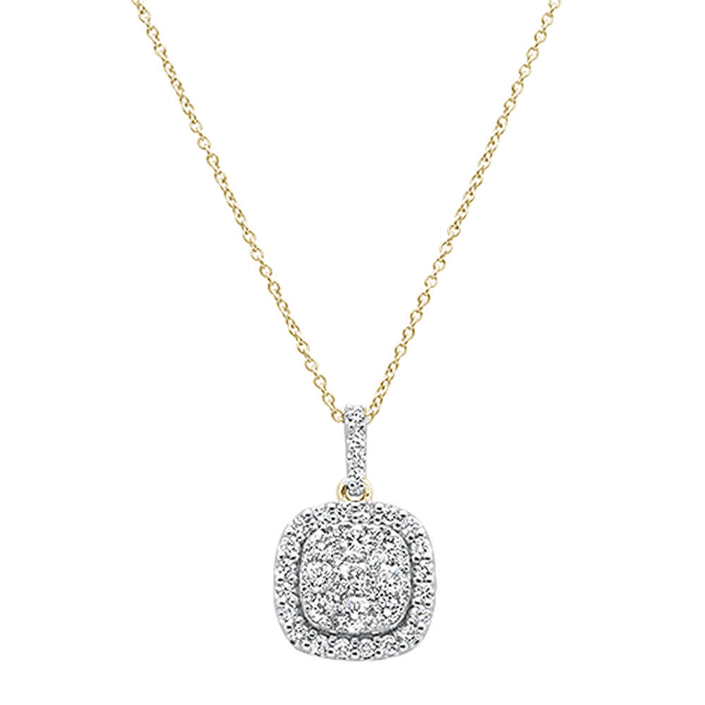 ''SPECIAL!1.03ct 14k Yellow GOLD Square Diamond Designer Pendant Necklace''