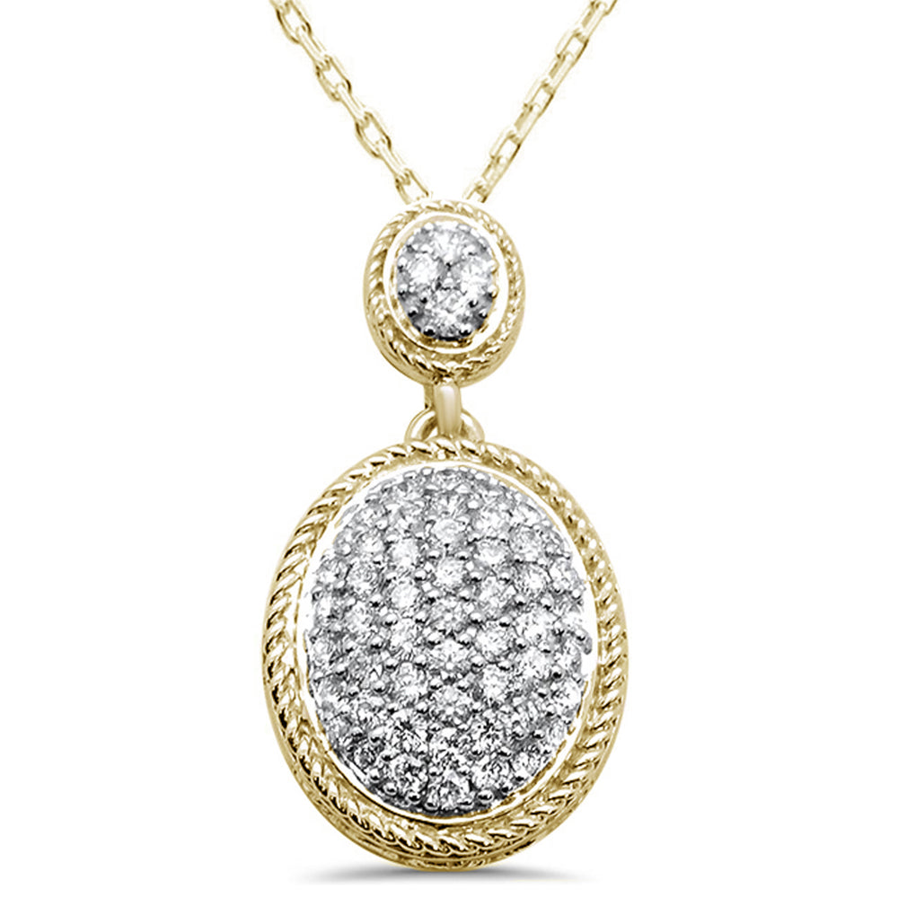 ''SPECIAL!95cts 14k Yellow Gold Oval Drop Dangle Diamond PENDANT Necklace 18'''' Long''