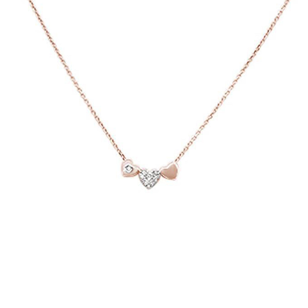 ''.06ct G SI 14k Rose Gold Diamond Hearts PENDANT Necklace 18'''' Long''