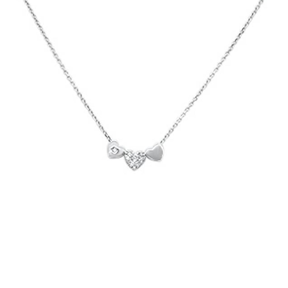 ''.06ct G SI 14k White Gold Diamond Hearts PENDANT Necklace 18'''' Long''