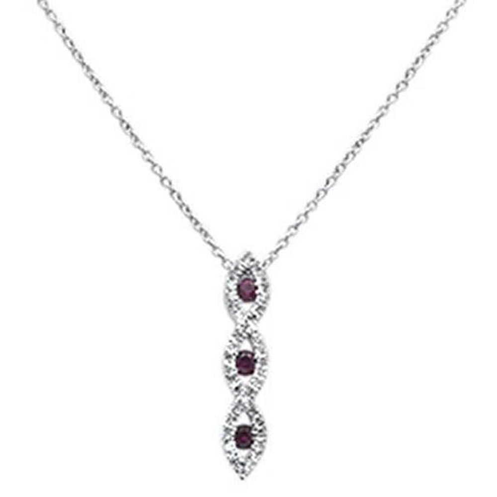 ''GEMSTONE CLOSEOUT  .29ct G SI 14k White Gold DIAMOND & Ruby Pendant Necklace 18'''' Long''