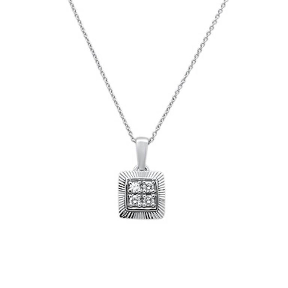 ''SPECIAL!.25ct G SI 14k White Gold Square Diamond PENDANT Necklace 18'''' Long''