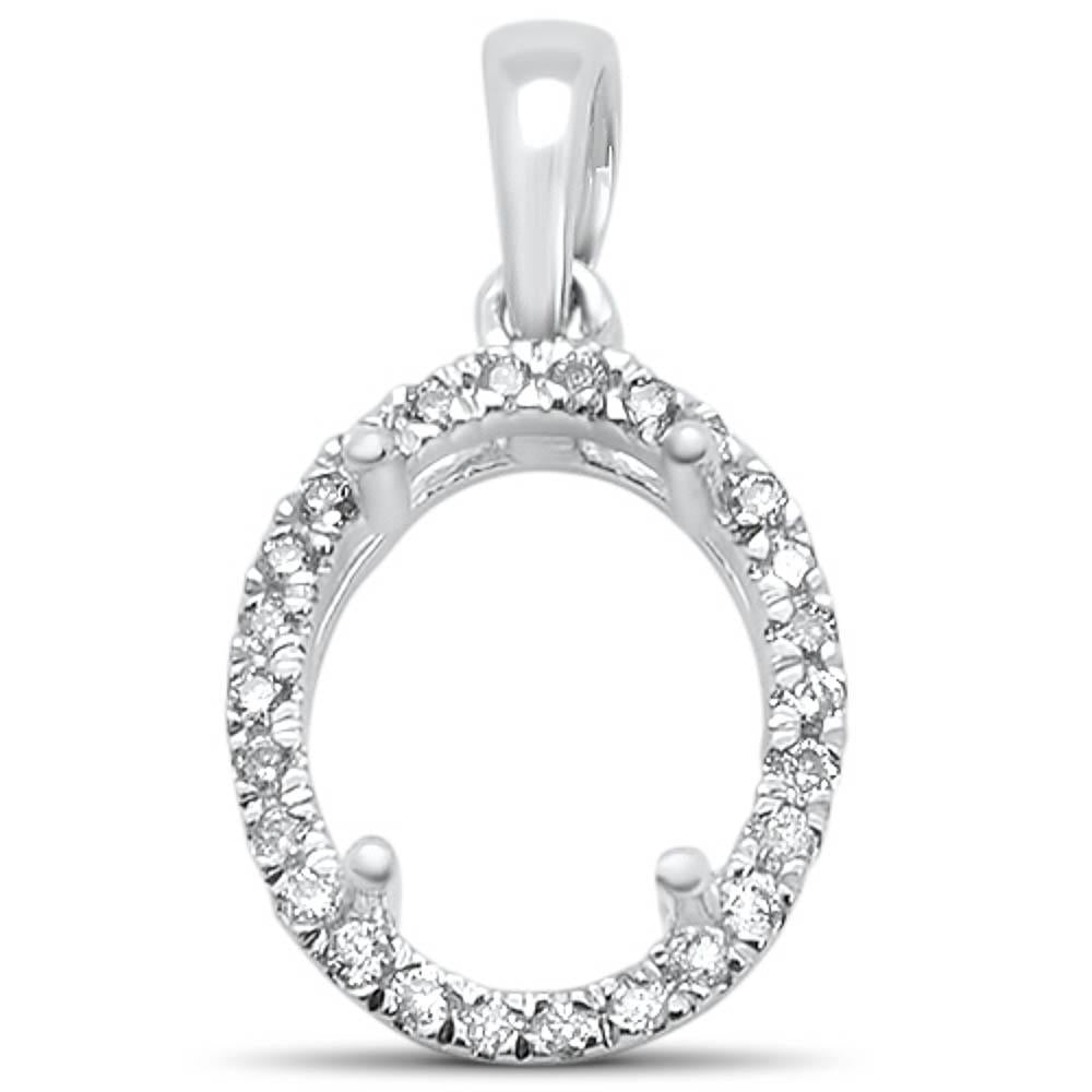 DIAMOND CLOSEOUT! .13ct 14k White Gold Oval DIAMOND Semi Mount Pendant