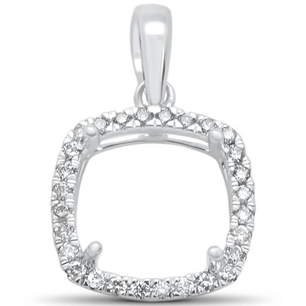 DIAMOND CLOSEOUT! .10ct 14kt White Gold Square Princess DIAMOND Semi Mount Pendant