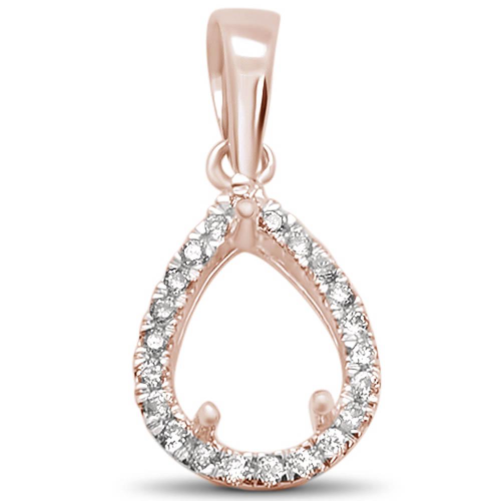 DIAMOND CLOSEOUT! .09ct 14k Rose Gold Pear Teardrop DIAMOND Semi Mount Pendant