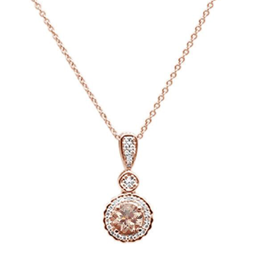 ''GEMSTONE CLOSEOUT  .57ct 10k Rose Gold Morganite & DIAMOND Pendant Necklace 18'''' Long''