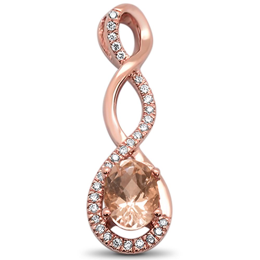 GEMSTONE CLOSEOUT  0.84cts 10k Rose Gold Oval Morganite & DIAMOND Designer Pendant