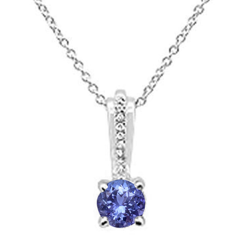 ''GEMSTONE CLOSEOUT  .77ct 10k White Gold Tanzanite & DIAMOND Solitaire Pendant Necklace 18''''''