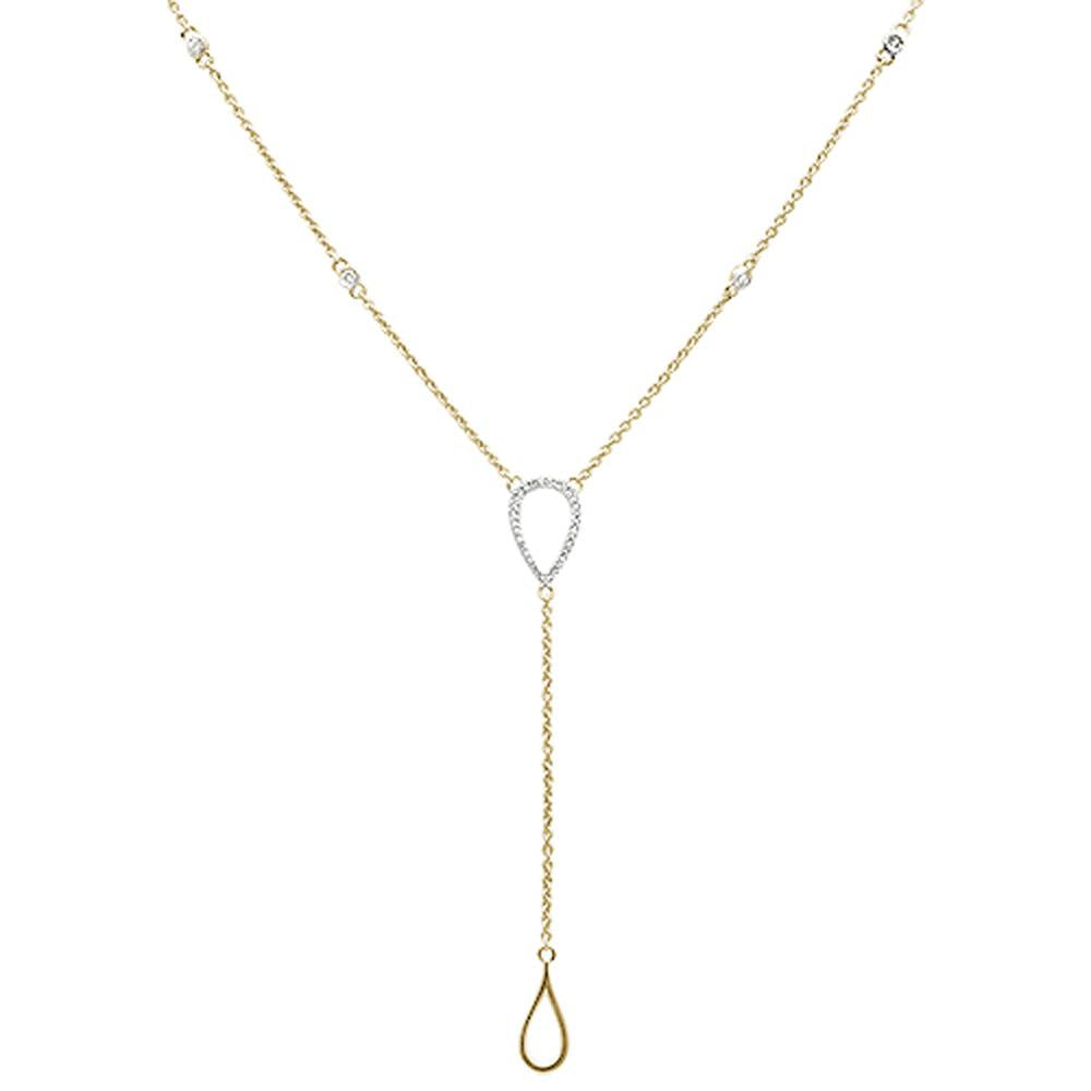 ''.13ct 14kt Yellow GOLD Diamond Drop Lariat Pendant Necklace 18''''+ 2 x 1'''' Ext''