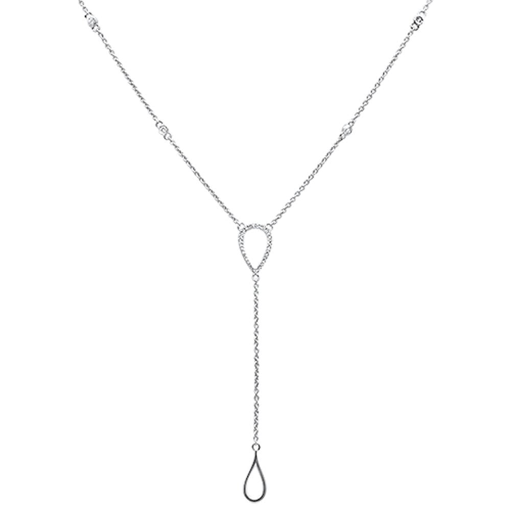 ''.13ct 14kt White Gold Diamond Drop Lariat PENDANT Necklace 18''''+ 2'''' Extension''