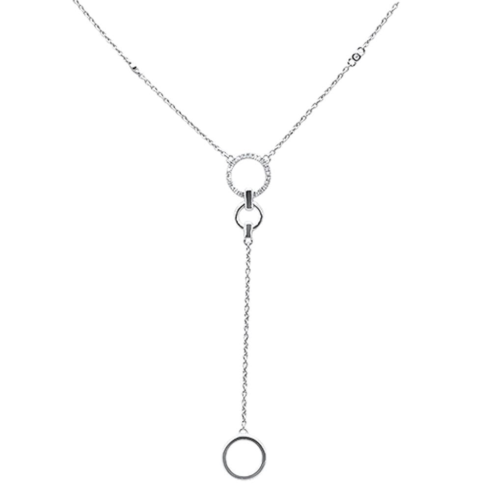 ''.11ct 14kt White Gold Diamond Drop Lariat Pendant NECKLACE 18''''+ 2'''' Ext''