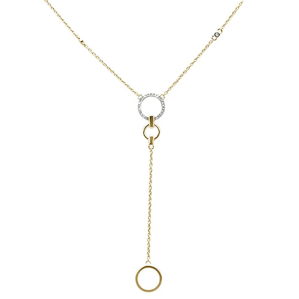 ''.08ct 14kt Yellow Gold Diamond Drop Lariat Pendant NECKLACE 18''''+ 2'''' Ext.''