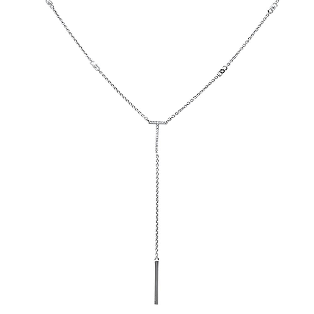 ''.07ct 14kt White Gold Diamond Drop Lariat PENDANT Necklace 18''''+ 2'''' Ext''