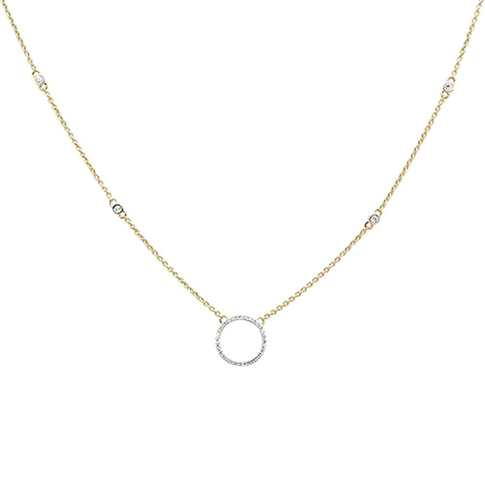 ''.17ct 14kt Yellow Gold Diamond Trendy Circle Pendant NECKLACE 18''''+ 2'''' Ext''