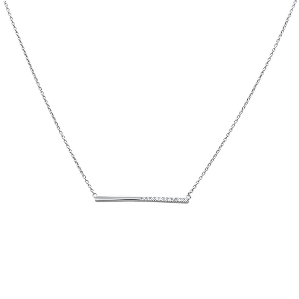 ''.09ct 14kt White GOLD Diamond Bar Pendant Necklace 18''''+ 2 Ext.''