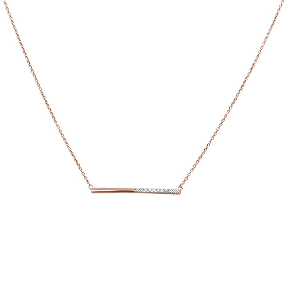 ''.09ct 14kt Rose Gold DIAMOND Bar Pendant Necklace 18''''+ 2 x 1 Ext''